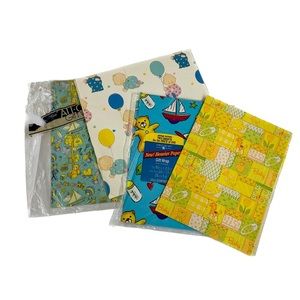 Vintage 70's 80's Baby Shower Gift Wrap Wrapping Paper 4 Designs one sealed